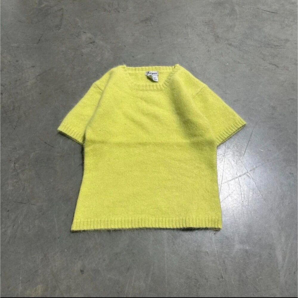 Vintage 90s Chartreuse Short Sleeve Sweater